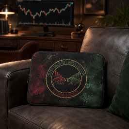 Funda Para Portátil Diseño de Mentalidad de Trader Verde Toro Oso Rojo