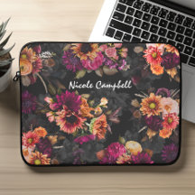 Diseño de Monograma Floral Naranja Fuchsia Vibrant