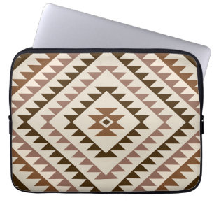 Funda Para Portátil Diseño de Motivo de Diamante Azteca Marrones+Crema