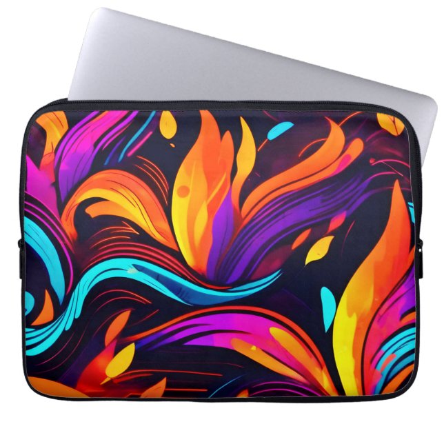 Funda Para Portátil Diseño de Neon Fire con Iconos feroces (Frente)