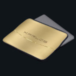 Funda Para Portátil Diseño de oro fino brillante simple<br><div class="desc">Elegante fondo falso dorado acentuado con brillante franja dorada. Monograma opcional.</div>