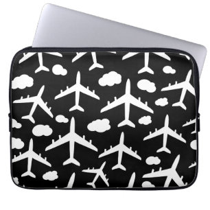 Funda Para Portátil Diseño de patrones de aviones de vuelo negro