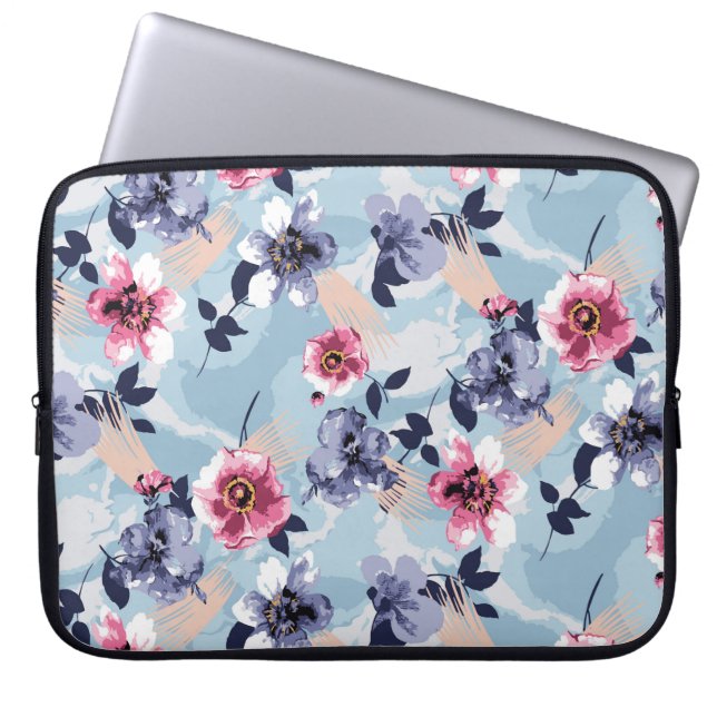 Funda Para Portátil diseño de patrones de flores ilustraciones textile (Frente)