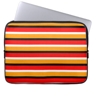 Funda Para Portátil Diseño de patrones de rayas de Naranja rojo