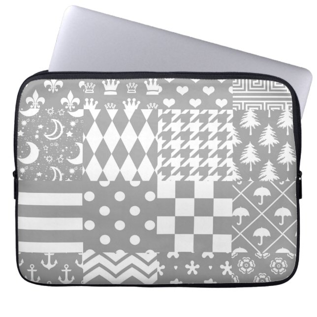 Funda Para Portátil Diseño de patrones mixtos de blanco gris (Frente)
