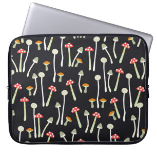 Funda Para Portátil Diseño de patrones vintage de hongos de otoño.