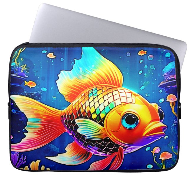 Funda Para Portátil Diseño de peces de arrecife oceánica arcoiris (Frente)