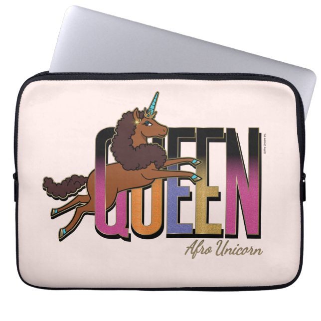 Funda Para Portátil Diseño de Reina de Afro Unicornio (Frente)