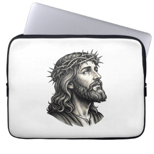 Funda Para Portátil Diseño de retrato vintage de corona de espinas gra