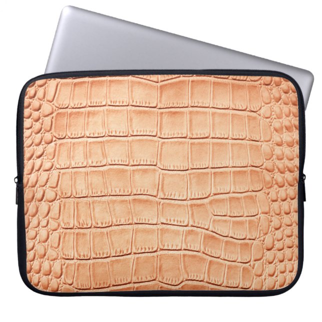 Funda Para Portátil Diseño de textura de cuero reptil naranja (Frente)