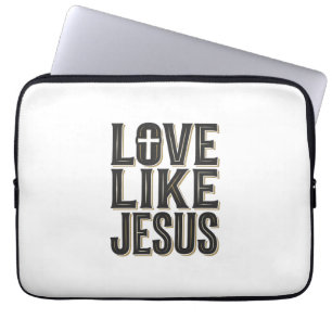 Funda Para Portátil Diseño de tipografía cristiana Ama como Jesús_1
