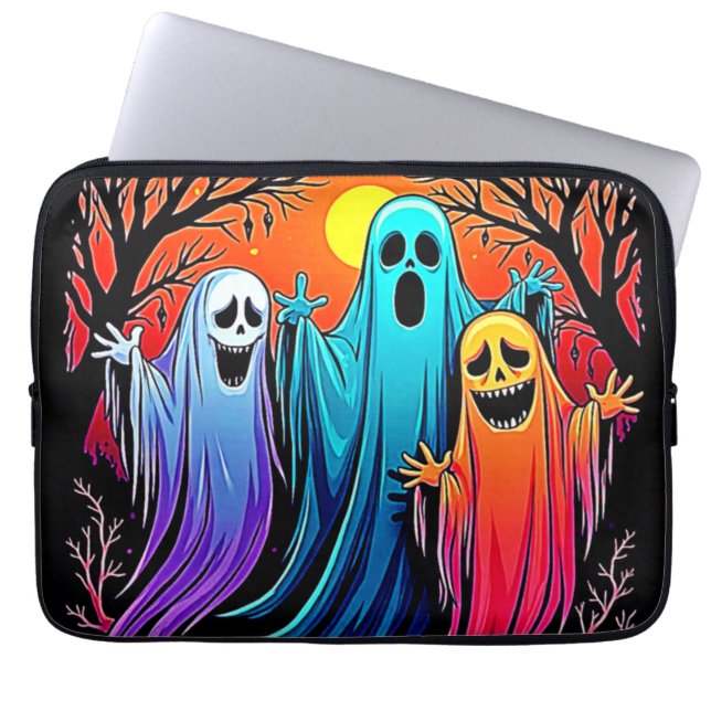 Funda Para Portátil Diseño de tres fantasmas fantasmales de Halloween (Frente)