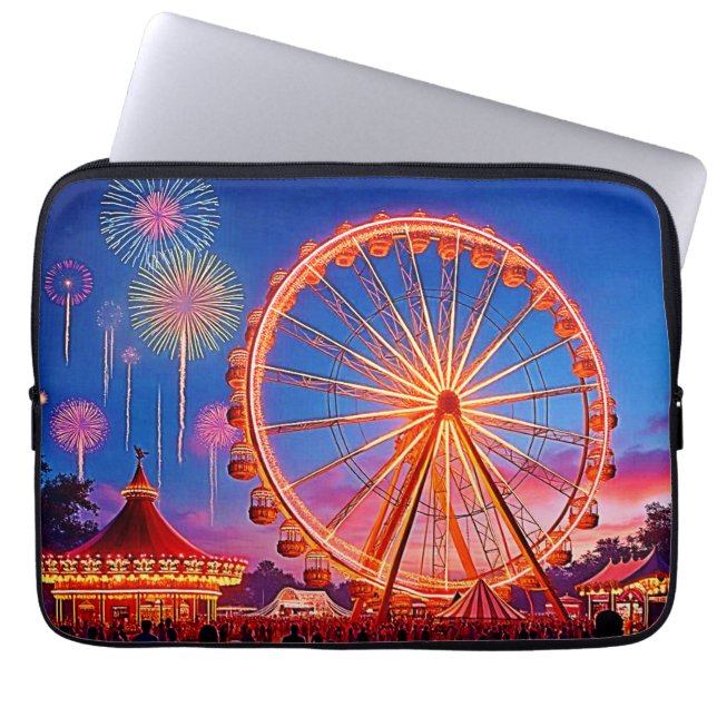 Funda Para Portátil Diseño de una noche de luces festivas (Frente)