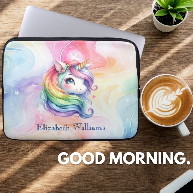 Funda Para Portátil Diseño de unicornio arcoiris con nombre personaliz (Subido por el creador)