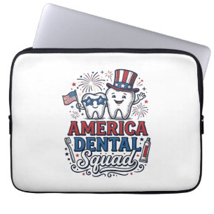 Funda Para Portátil Diseño de vector de diente patriótico del equipo d