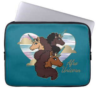 Funda Para Portátil Diseño del corazón del trío Afro Unicornio