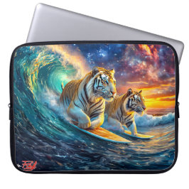 Funda Para Portátil Diseño del espacio de surf Tigers por Rich AMeN Gi