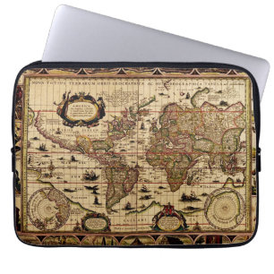 Funda Para Portátil Diseño del mapa del mundo de antiguas antiguas ant