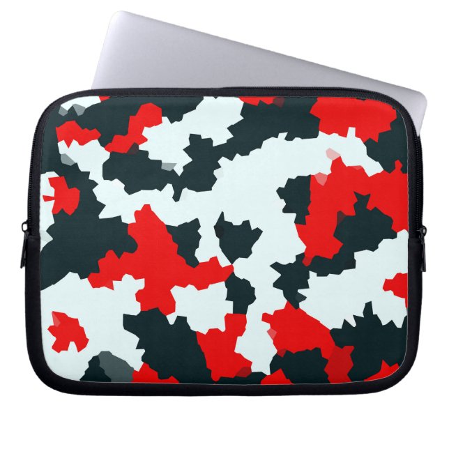 Funda Para Portátil Diseño del patrón blanco rojo fractal (Frente)