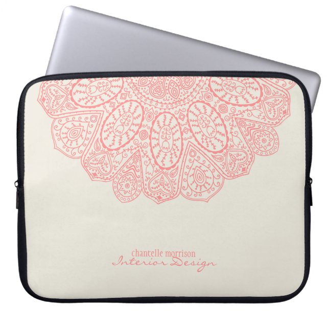 Funda Para Portátil Diseño del patrón de dibujo de mano rosada de Mand (Frente)