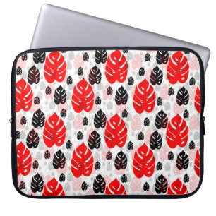Funda Para Portátil Diseño del patrón de Ilustracion de hoja negra roj