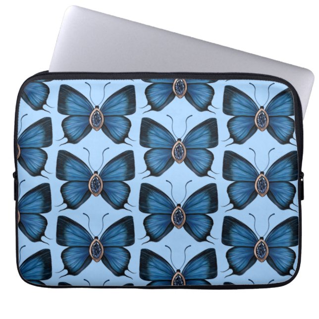 Funda Para Portátil Diseño del patrón de mariposa azul de septiembre (Frente)