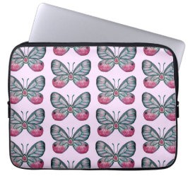 Funda Para Portátil Diseño del patrón de mariposa de vidrio rosado de 