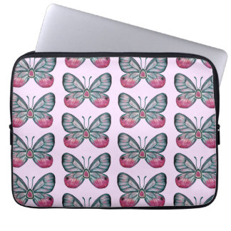 Funda Para Portátil Diseño del patrón de mariposa de vidrio rosado de 