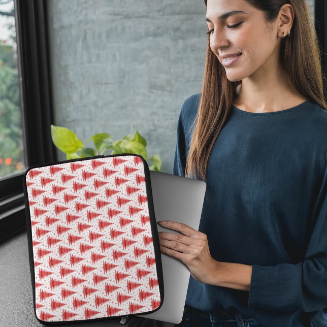 Funda Para Portátil Diseño del patrón rojo del árbol de Navidad (Subido por el creador)