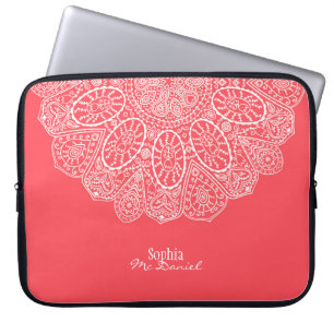 Funda Para Portátil Diseño dibujado mano rosada coralina del modelo