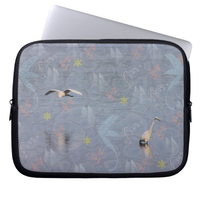 Funda Para Portátil Diseño digital Labtop Sleve Great Egret, azul (Frente)