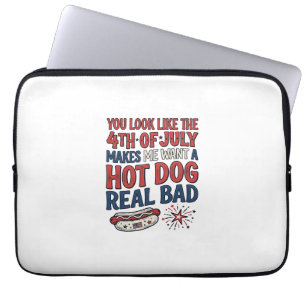 Funda Para Portátil Diseño divertido de camiseta patriótica de hot dog