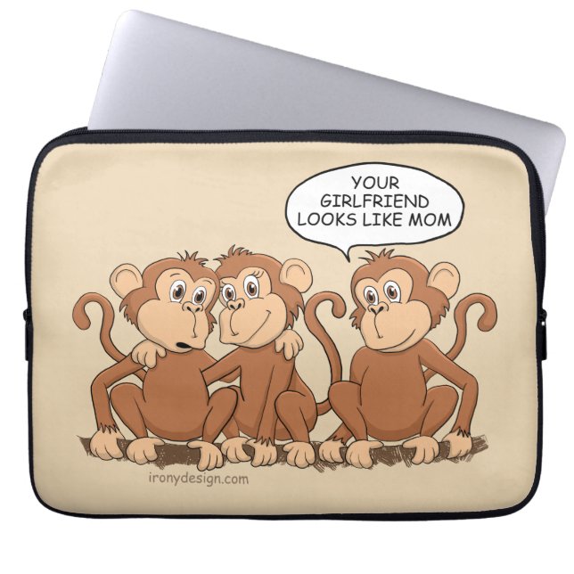 Funda Para Portátil Diseño divertido de Personalizados de mono (Frente)