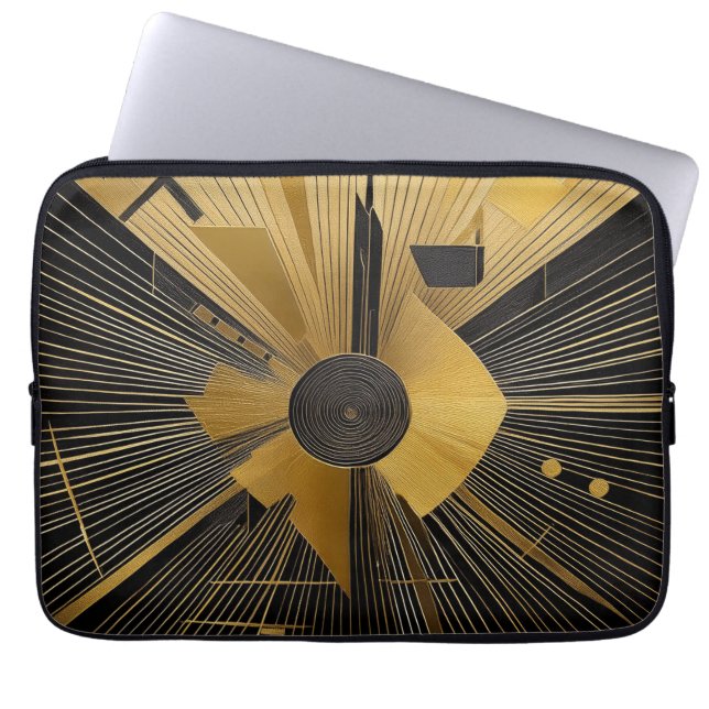 Funda Para Portátil Diseño dorado y negro (Frente)