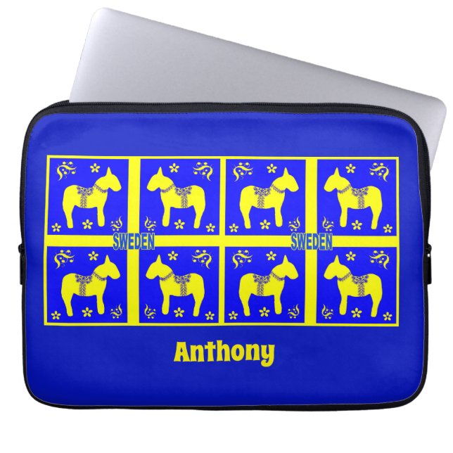 Funda Para Portátil diseño escandinavo, caballo sueco, personalizado, (Frente)