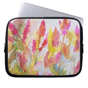 Funda Para Portátil Diseño floral de acuarela rosa brillante