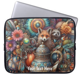 Funda Para Portátil Diseño floral de Boho Fox Raccoon
