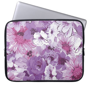 Funda Para Portátil Diseño floral elegante abstracto púrpura