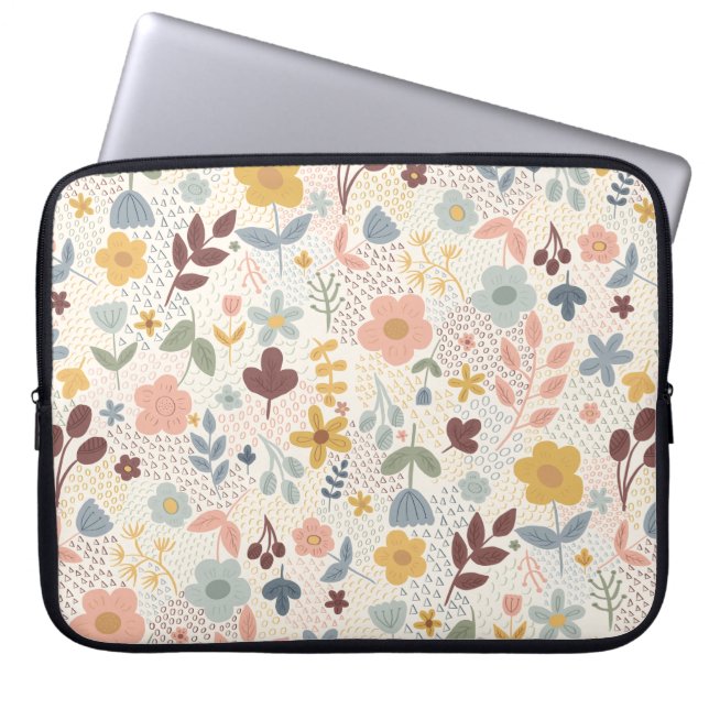 Funda Para Portátil Diseño floral retro (Frente)