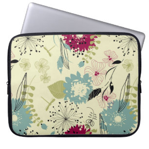 Funda Para Portátil Diseño floral retro de tonos pasteles