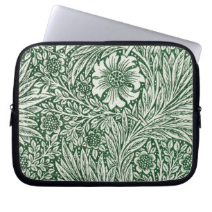 Funda Para Portátil diseño floral verde caléndula de william morris