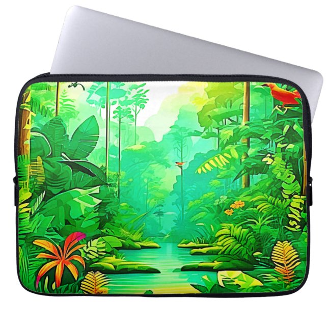 Funda Para Portátil Diseño forestal exótico (Frente)