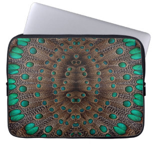 Funda Para Portátil Diseño Fractal de Pluma de Faisán