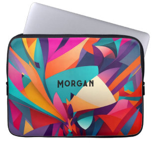 Funda Para Portátil Diseño geométrico colorido, nombre o monograma