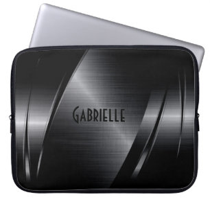 Funda Para Portátil Diseño geométrico moderno de metal negro