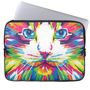 Funda Para Portátil Diseño geométrico prismático de cara de gato-32453