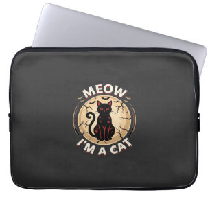 Funda Para Portátil Diseño gráfico de gato Meow Halloween_1