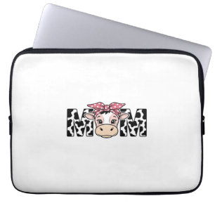 Funda Para Portátil Diseño Gráfico de Vaca Linda con Moño de Mamá_1