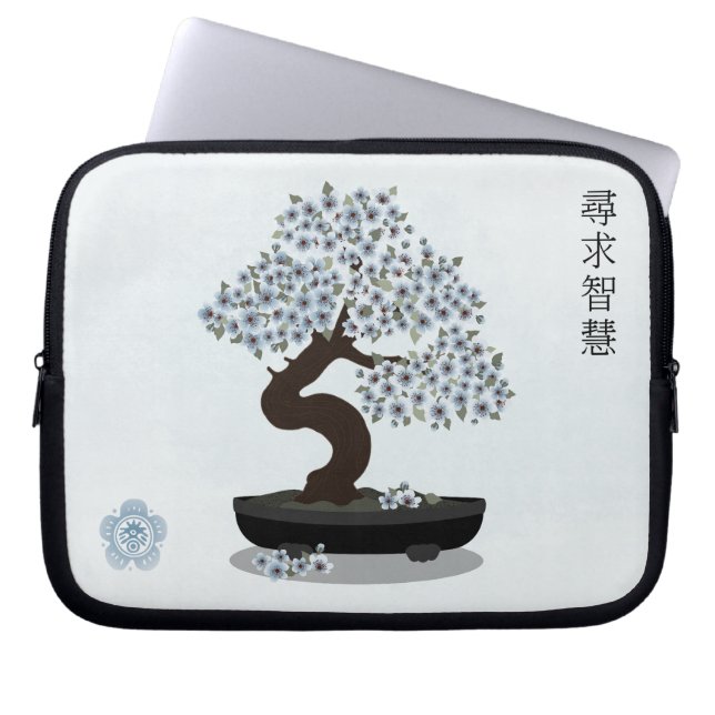Funda Para Portátil Diseño gráfico del árbol de floración de bonsai fl (Frente)
