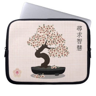 Funda Para Portátil Diseño gráfico del árbol de floración de bonsai fl